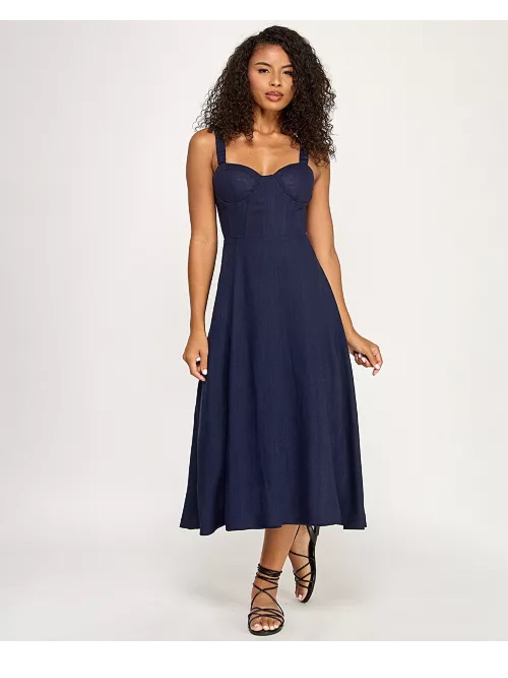 Macy's Seni & Cade Navy Corset A-Line Midi Dress XL NWT